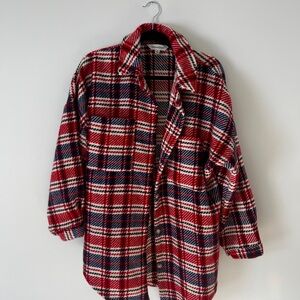 DAVI & DANI Red and Blue Plaid Jacket